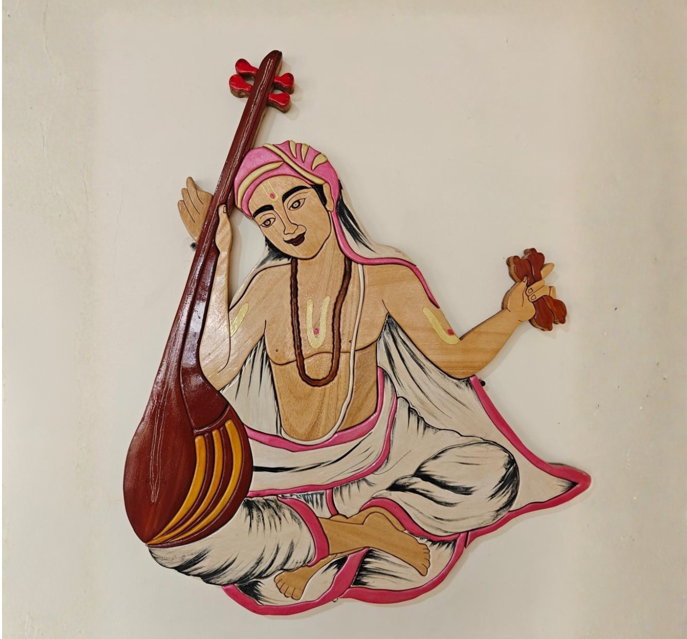 Saint Annamacharya Wooden Wall Art – Devotional Music Decor