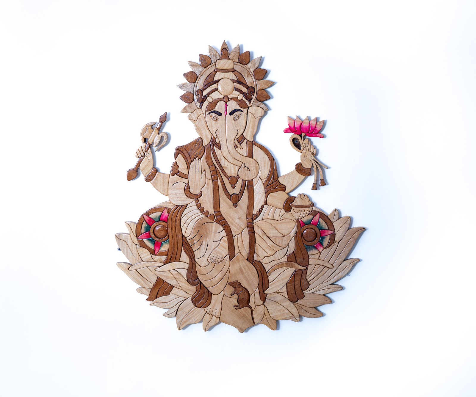 Lord Ganesha Wooden Wall Art - Divine Blessings & Handcrafted Excellence