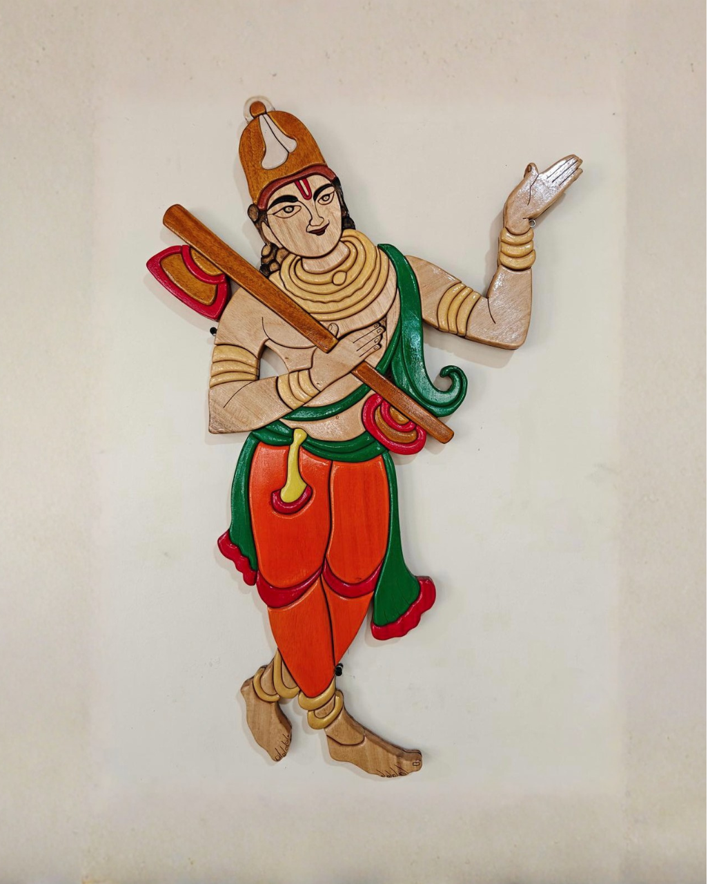 Saint Thyagaraja Wooden Wall Art – Carnatic Music Devotional Decor
